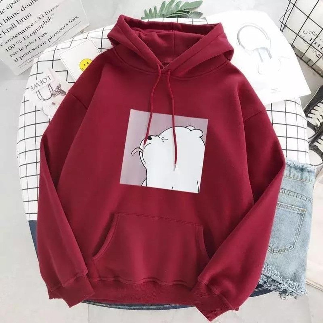 Woman wearing the Sonia women's casual hooded cotton sweater, 8 view