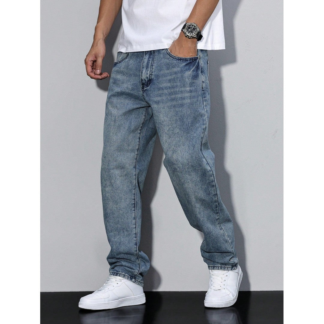 Man wearing the Soren men's solid-color denim jeans, 12 view