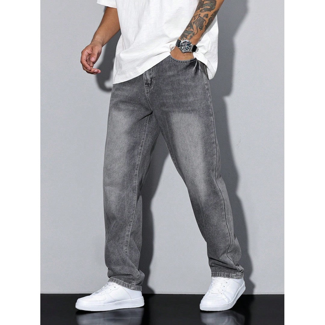 Man wearing the Soren men's solid-color denim jeans, front view