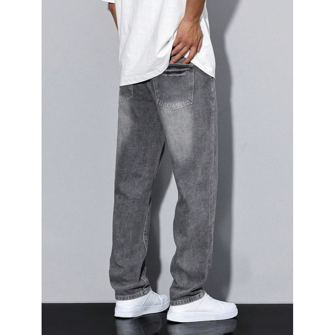 Man wearing the Soren men's solid-color denim jeans, side view