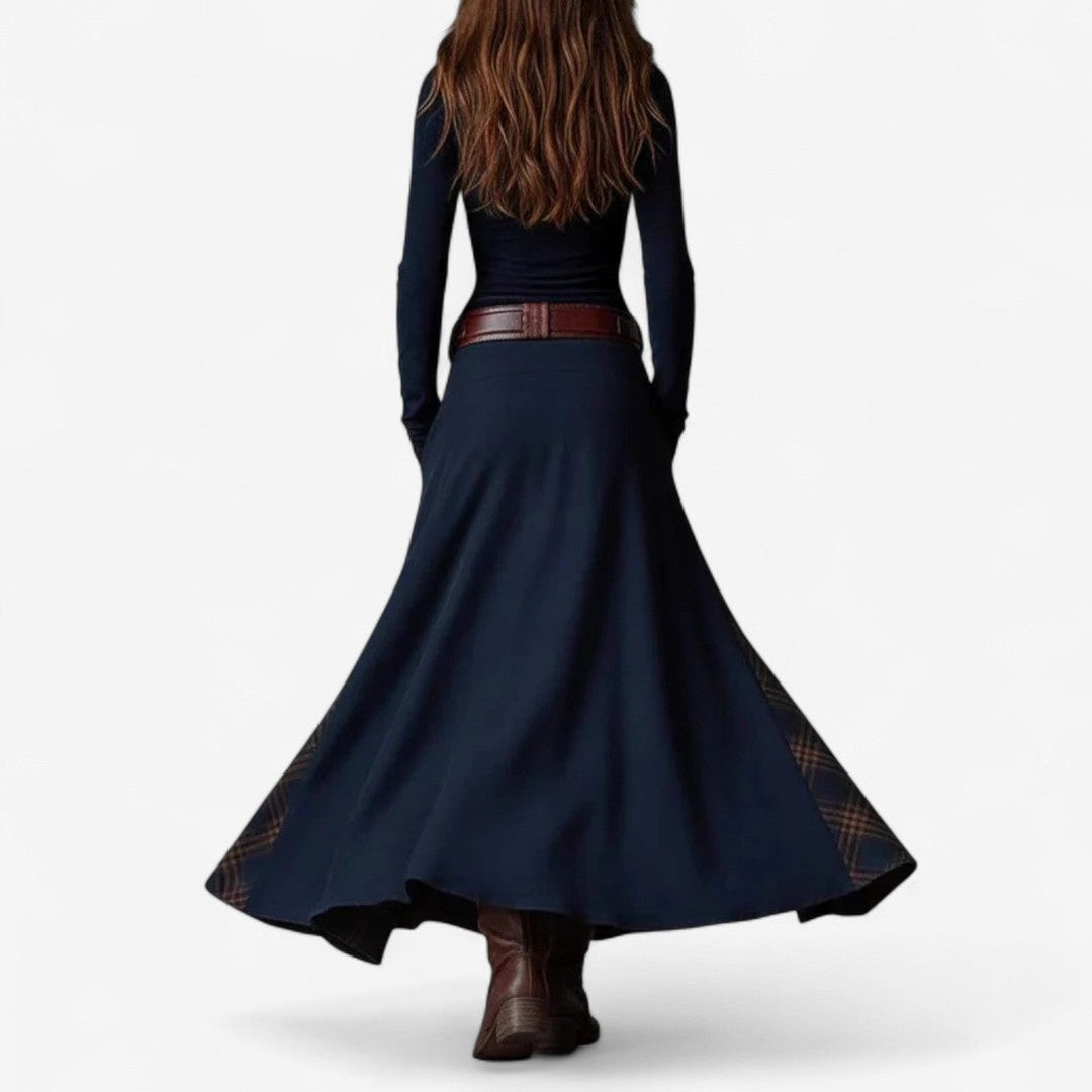 Woman wearing the Sorrel women's suede dress, detail view