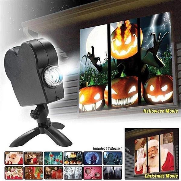 Holiday window projector with screen - product photo 2