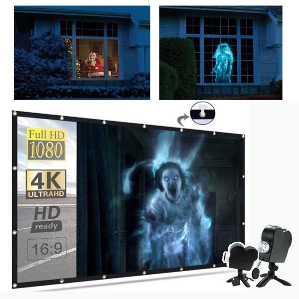 Holiday window projector with screen - product photo 4