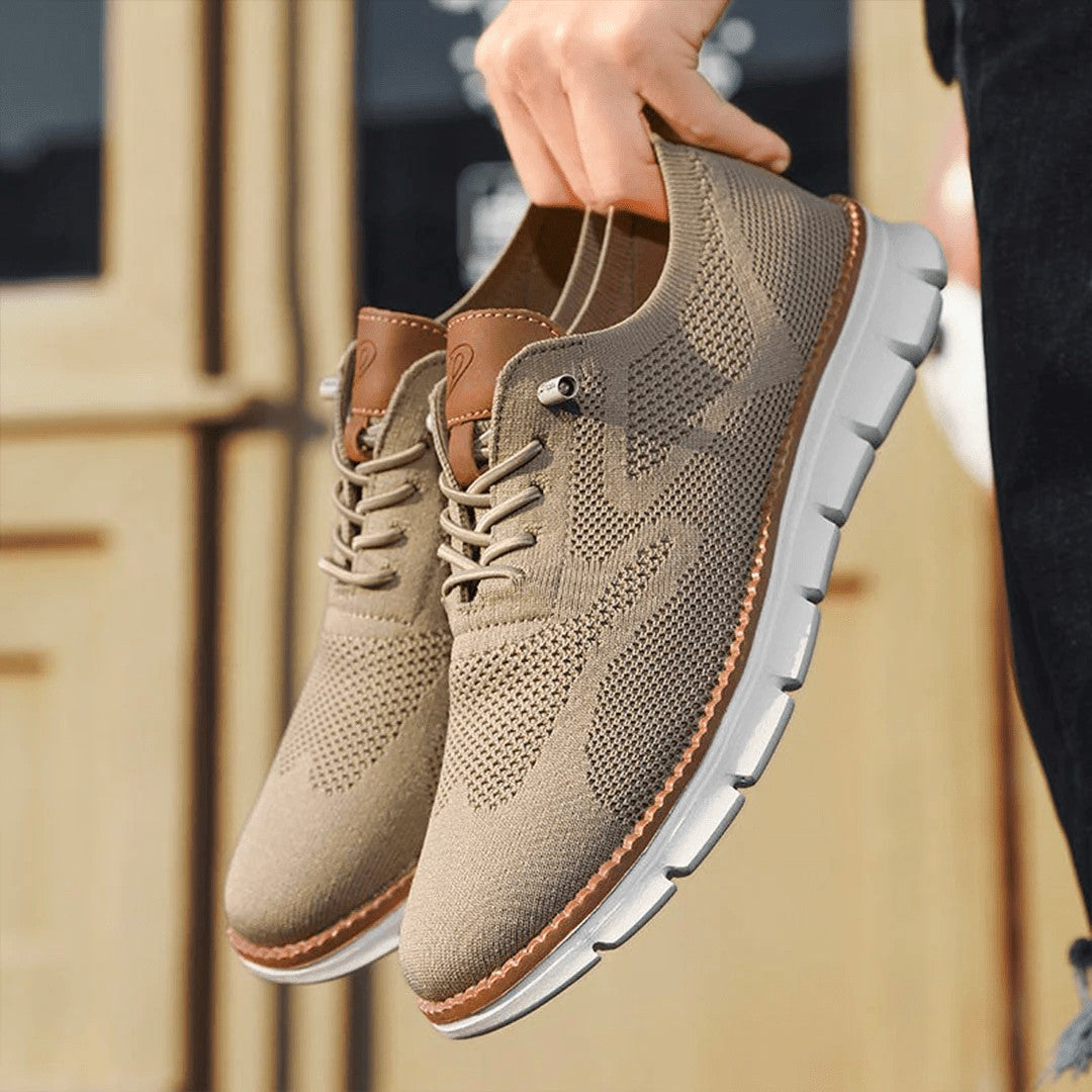 Man wearing the Spencer men's casual shoes, flatlay view