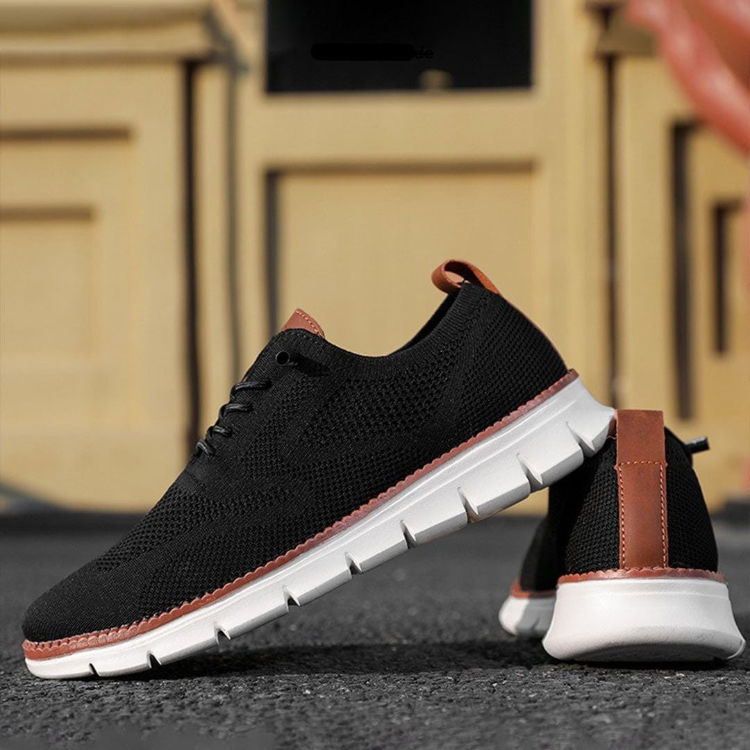 Man wearing the Spencer men's casual shoes, side view