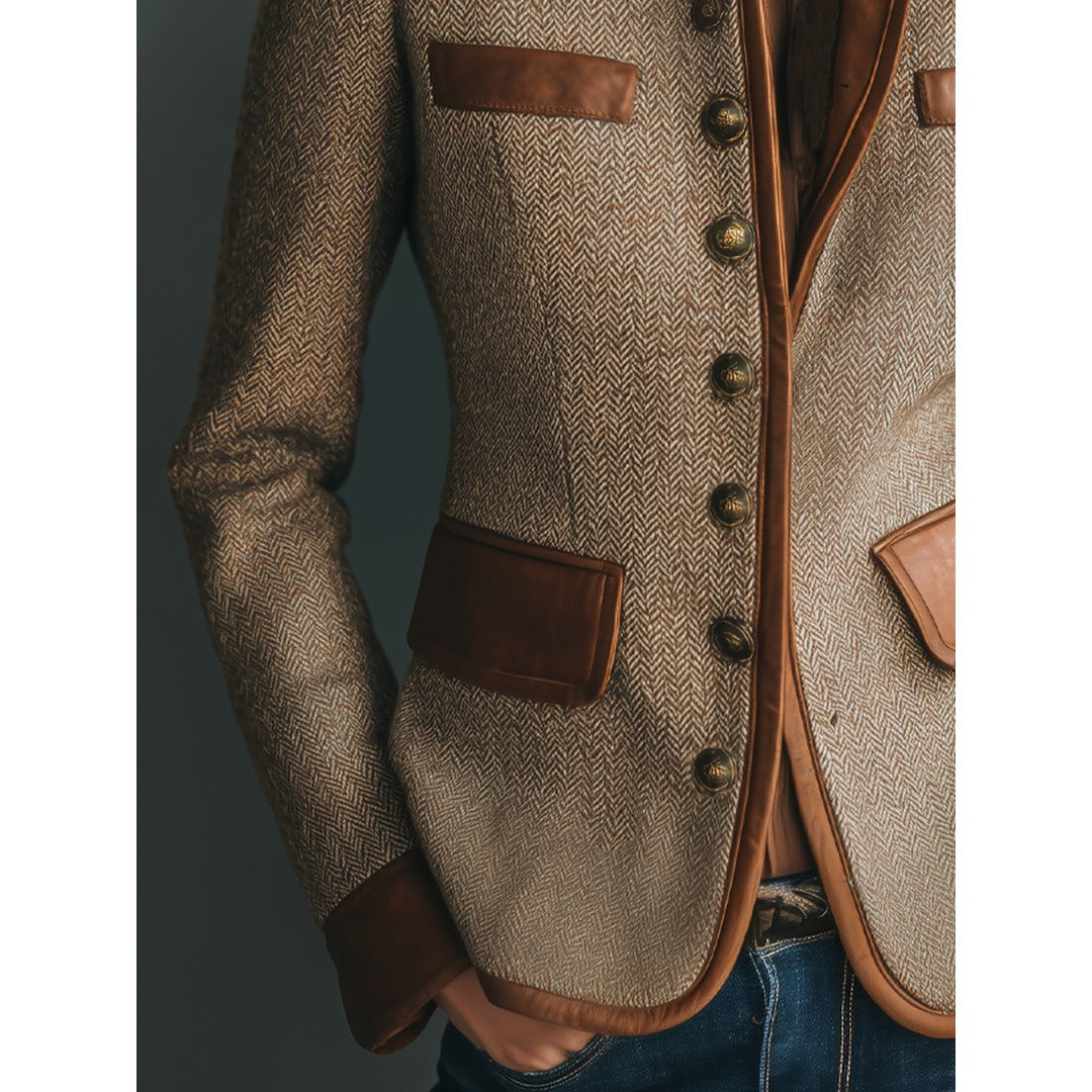 Man wearing the Sullivan men's vintage jacket, detail view