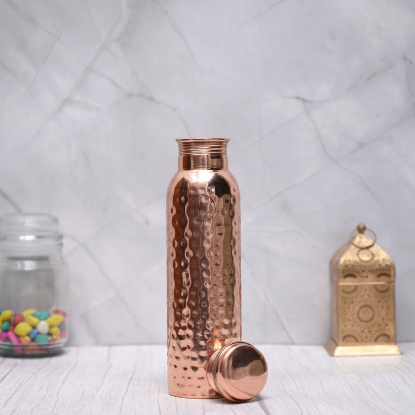 Hammered copper-finish water bottle - product photo 1