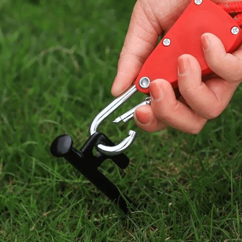 Reflective guy rope with pulley and steel carabiners - product photo 3