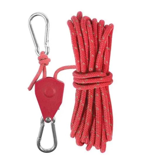 Reflective guy rope with pulley and steel carabiners - product photo 6