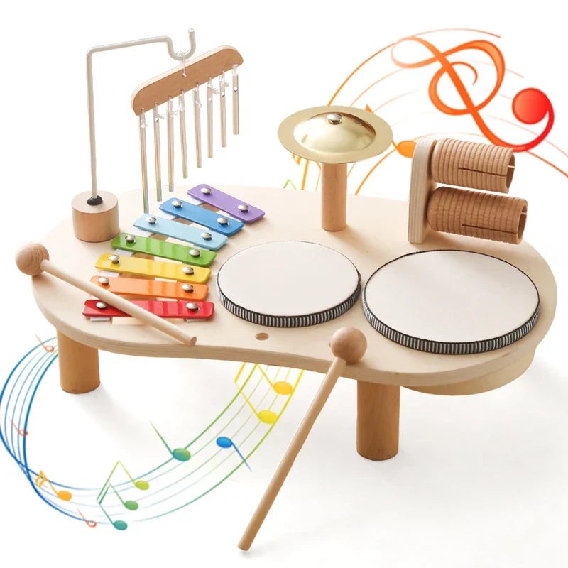 Wooden childrens percussion and xylophone station - product photo 3