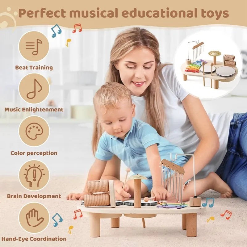 Wooden childrens percussion and xylophone station - product photo 4