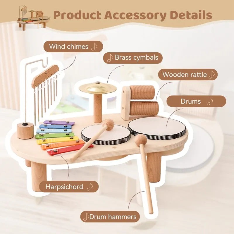 Wooden childrens percussion and xylophone station - product photo 6