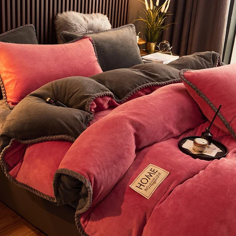 Thick velvet fleece duvet cover set - product photo 1
