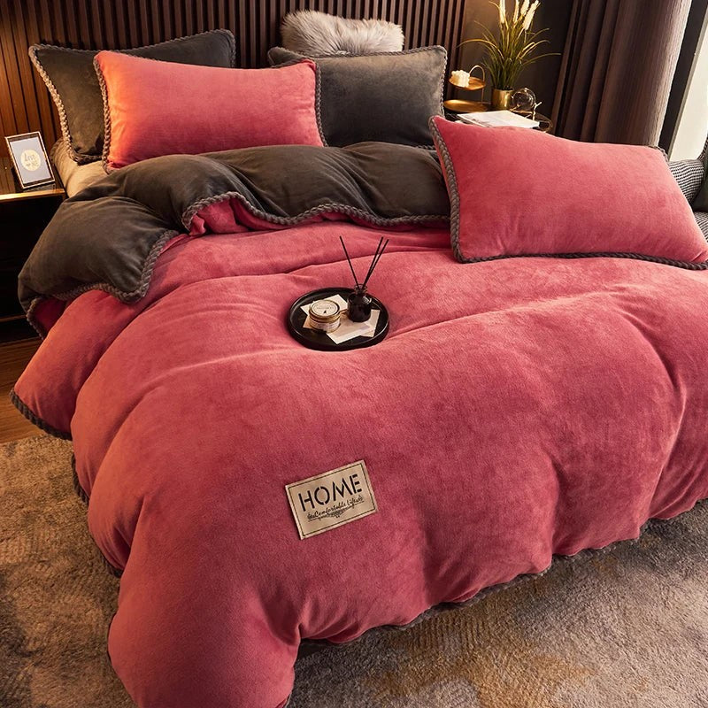 Thick velvet fleece duvet cover set - product photo 2