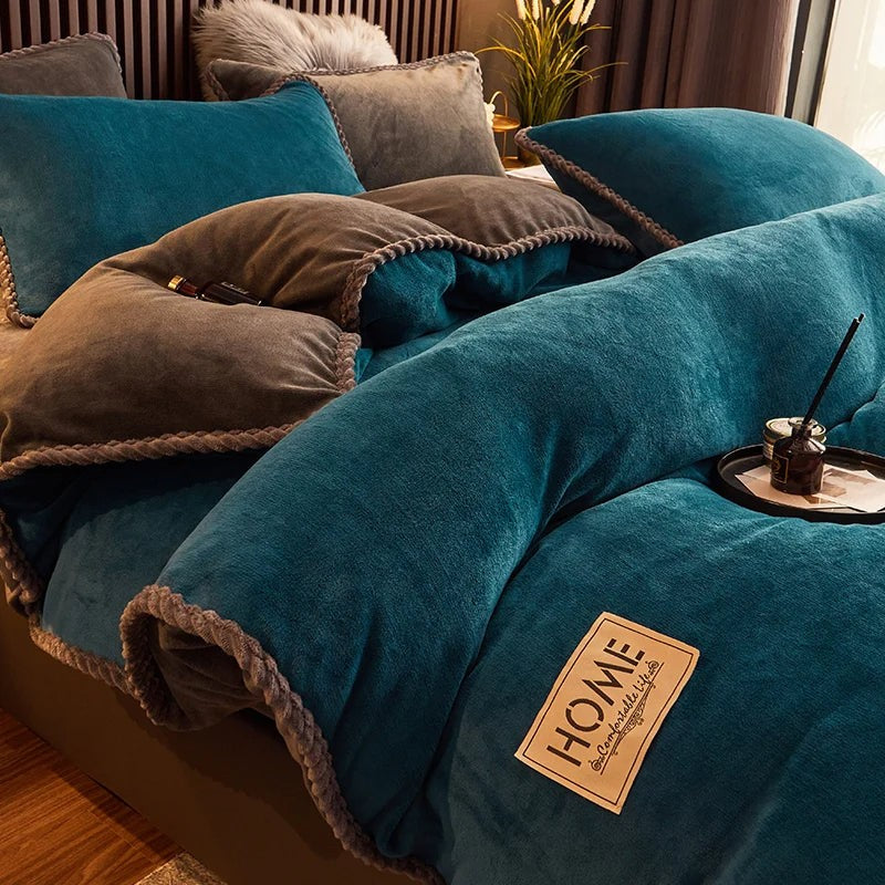 Thick velvet fleece duvet cover set - product photo 5