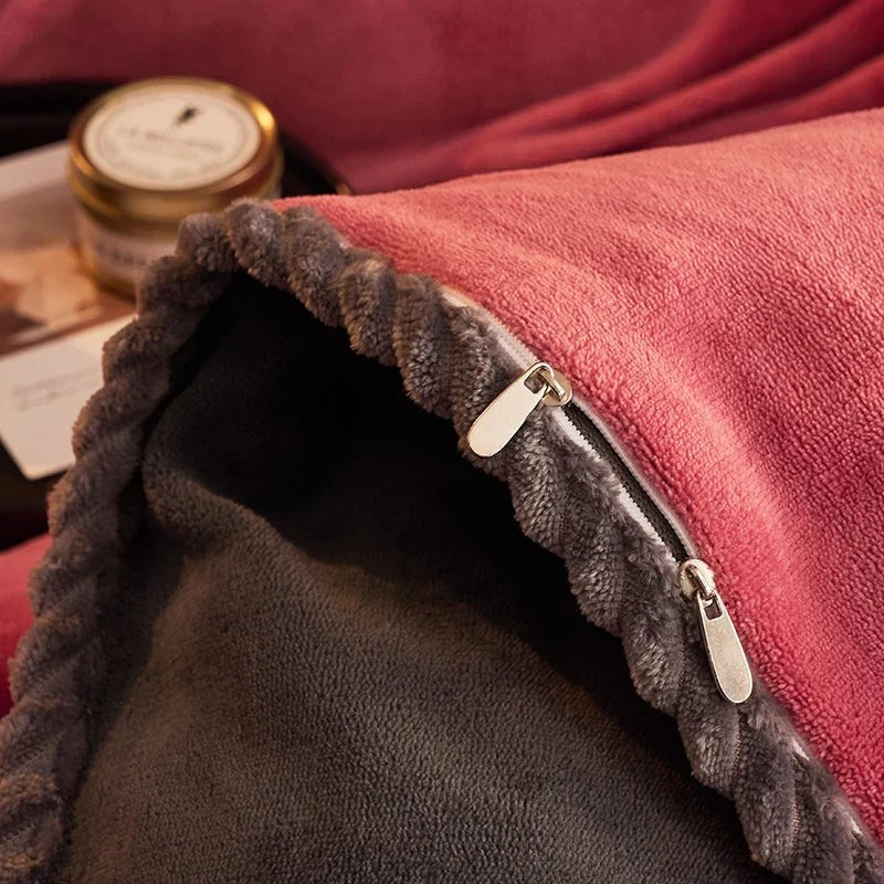 Thick velvet fleece duvet cover set - product photo 9