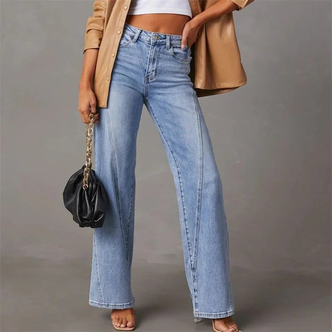 Woman wearing the Theodora women's casual denim chic jeans, 7 view