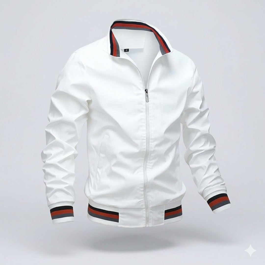 Man wearing the Theodore men's casual lightweight jacket, front view