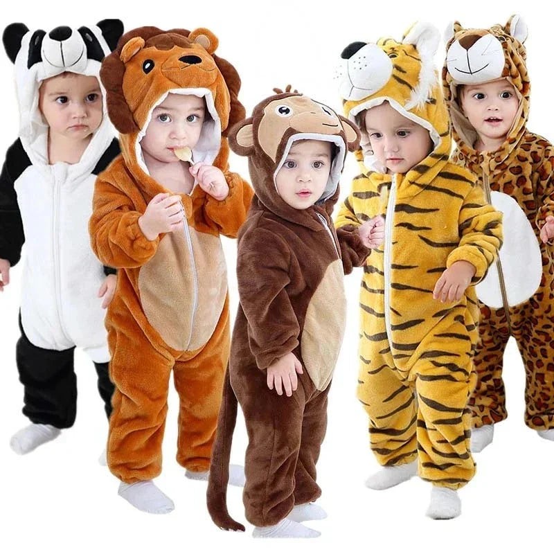Hooded animal romper for a baby - product photo 1