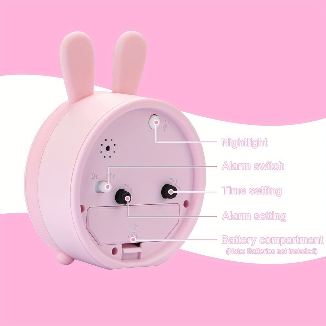 Silent bunny alarm clock with night light - product photo 2