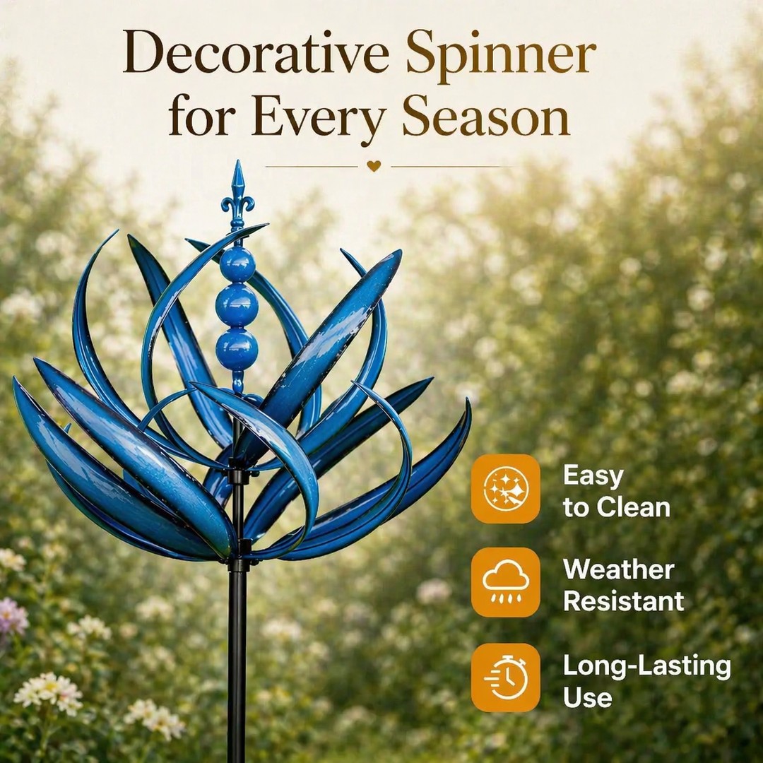 Rustproof metal lotus wind spinner - product photo 3