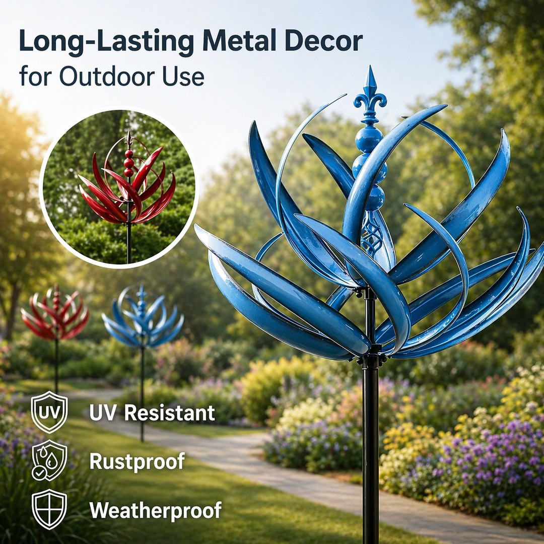 Rustproof metal lotus wind spinner - product photo 6