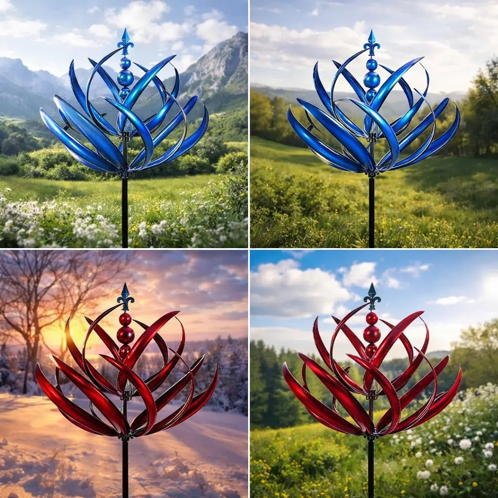 Rustproof metal lotus wind spinner - product photo 7