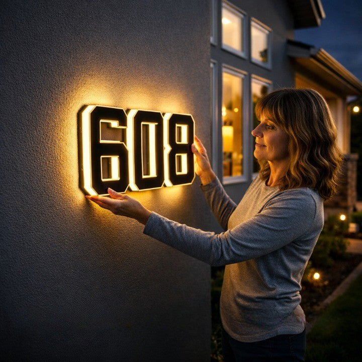 Solar backlit LED house number sign - product photo 1