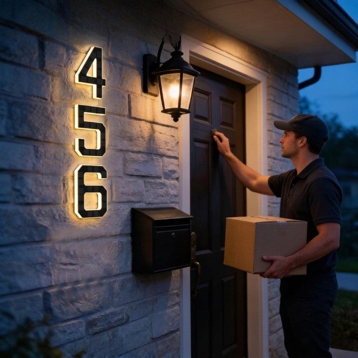 Solar backlit LED house number sign - product photo 3