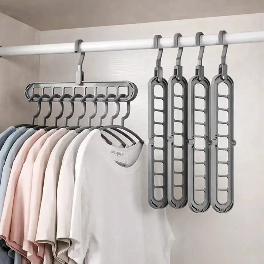 Space-saving closet organizer holding nine garments - product photo 1