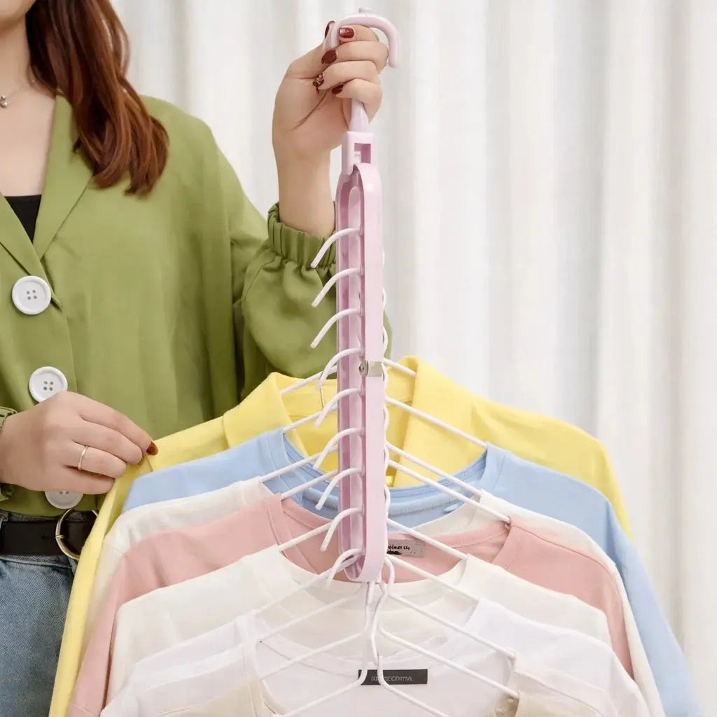 Space-saving closet organizer holding nine garments - product photo 2