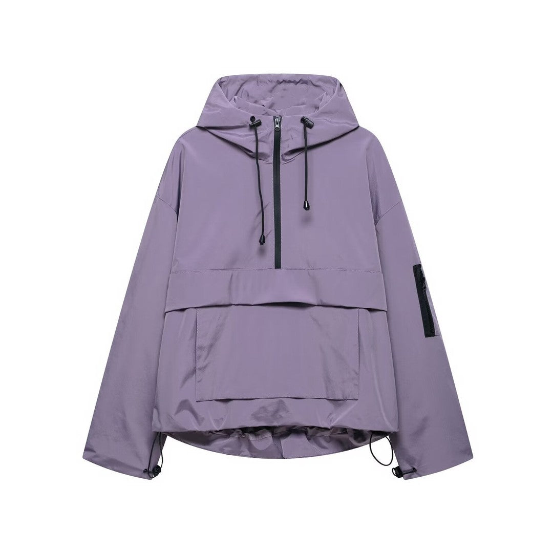 Man wearing the Tobias men's hooded jacket, back view