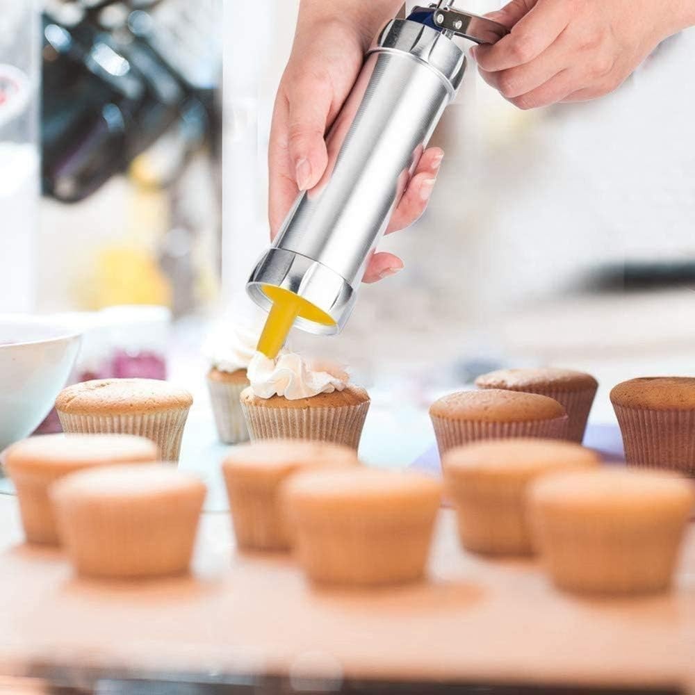 Stainless steel cookie press with shape discs - product photo 3