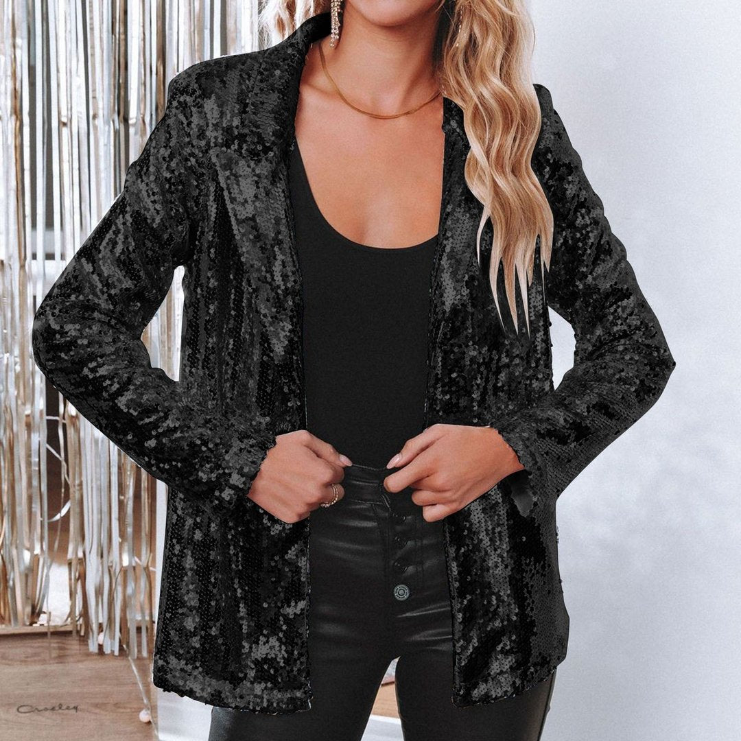 Woman wearing the Tovah women's casual blazer, detail view