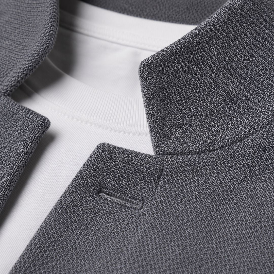 Man wearing the Tucker men's knit cardigan, model view