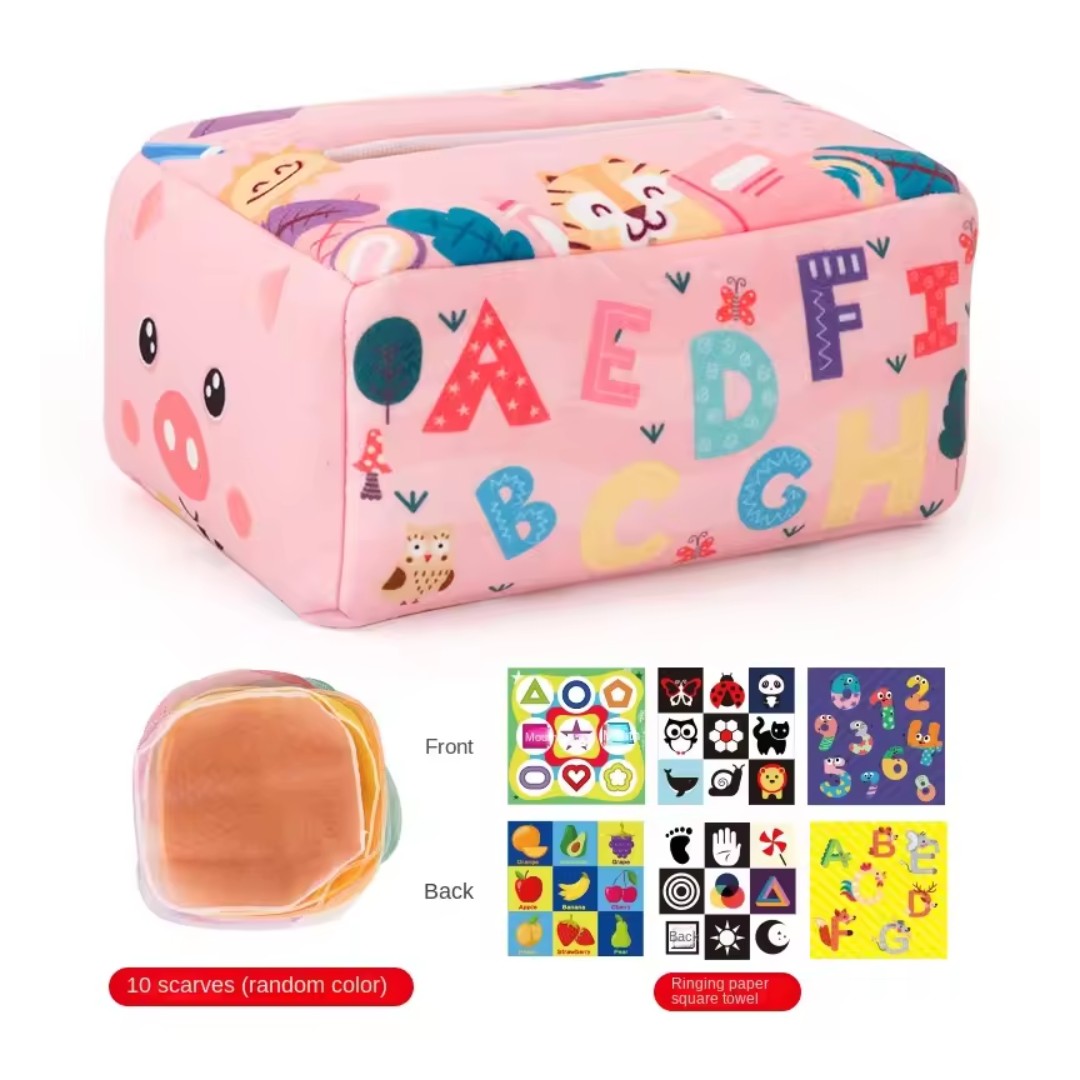Montessori fabric tissue box sensory toy - product photo 1