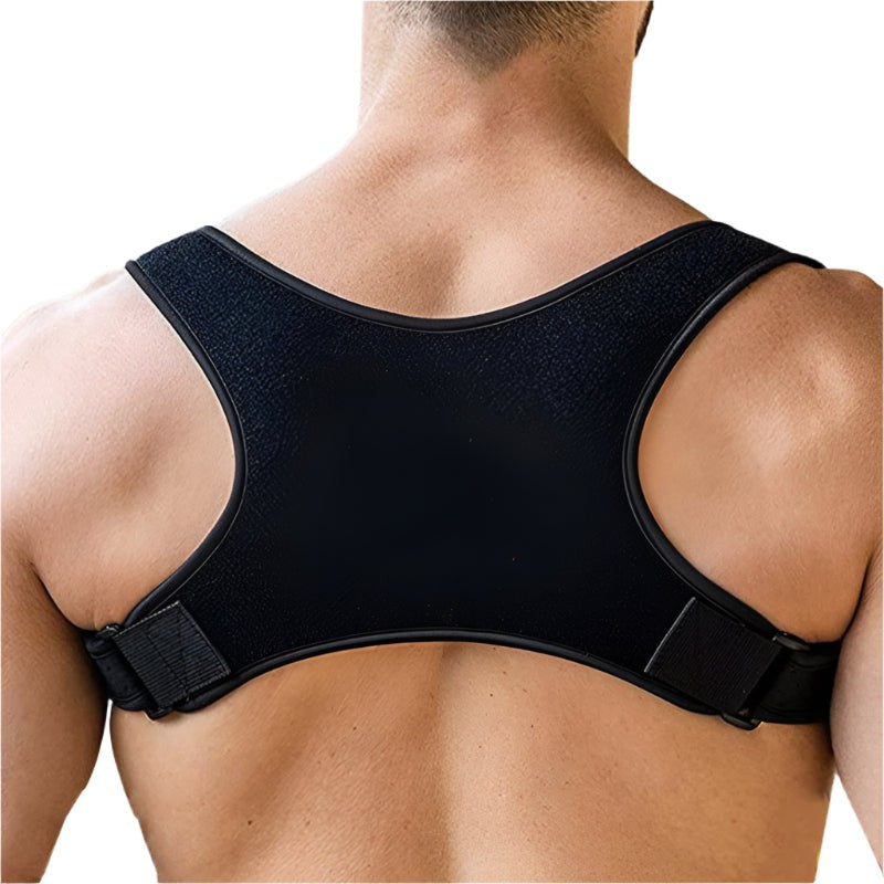 Adjustable neoprene posture band worn across the shoulders - product photo 1