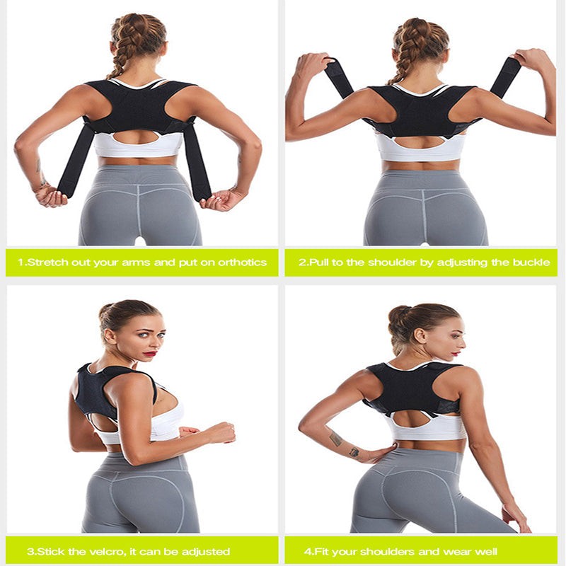 Adjustable neoprene posture band worn across the shoulders - product photo 4