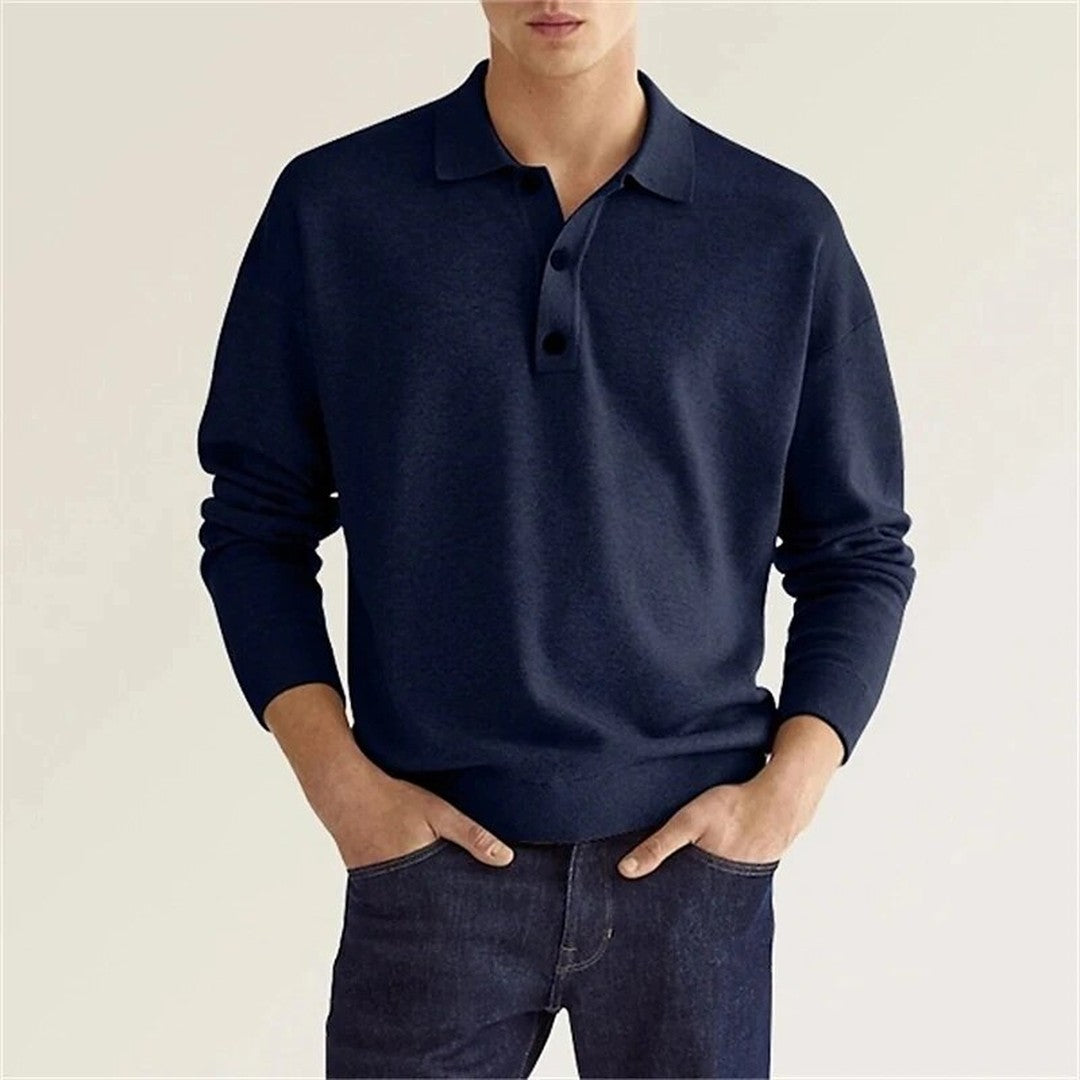 Man wearing the Valentin men's elegant polo shirt, back view
