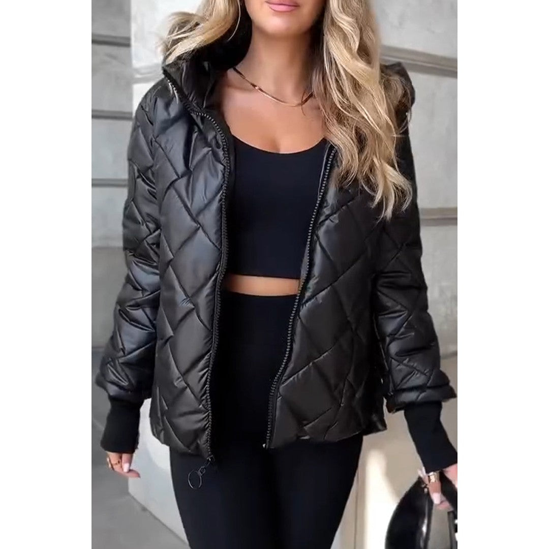 Woman wearing the Verena women's elegant hoodie, front view