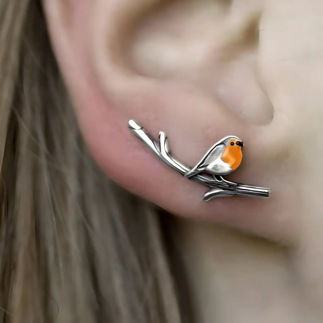 Handmade glass teardrop earrings on silver posts - product photo 2