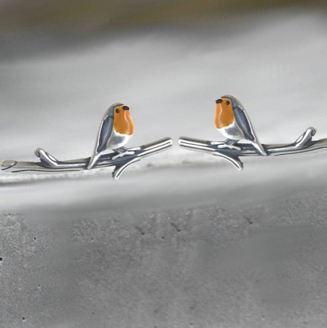 Handmade glass teardrop earrings on silver posts - product photo 3