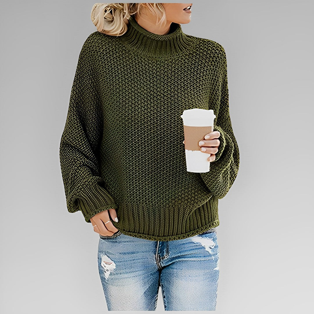 Woman wearing the Vivienne women's sweater, back view