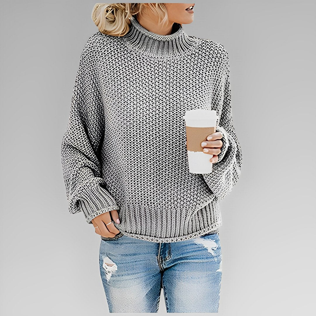 Woman wearing the Vivienne women's sweater, model view