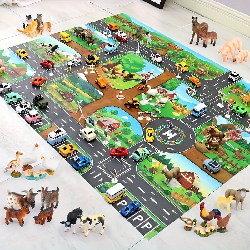 Farm and road play mat for toy cars - product photo 3