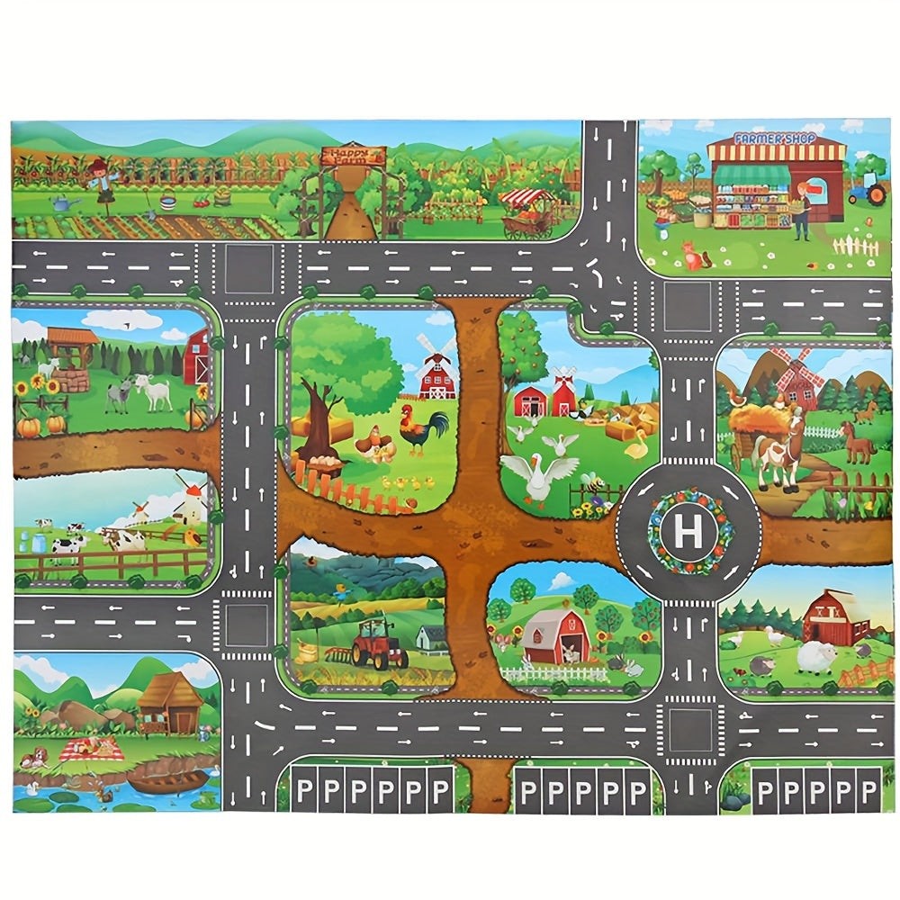 Farm and road play mat for toy cars - product photo 5
