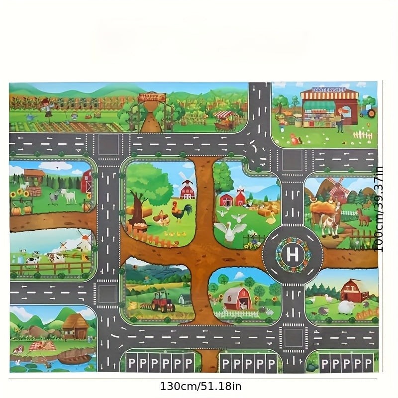Farm and road play mat for toy cars - product photo 6