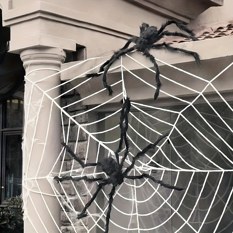 Giant plush spiders with stretch web - product photo 1
