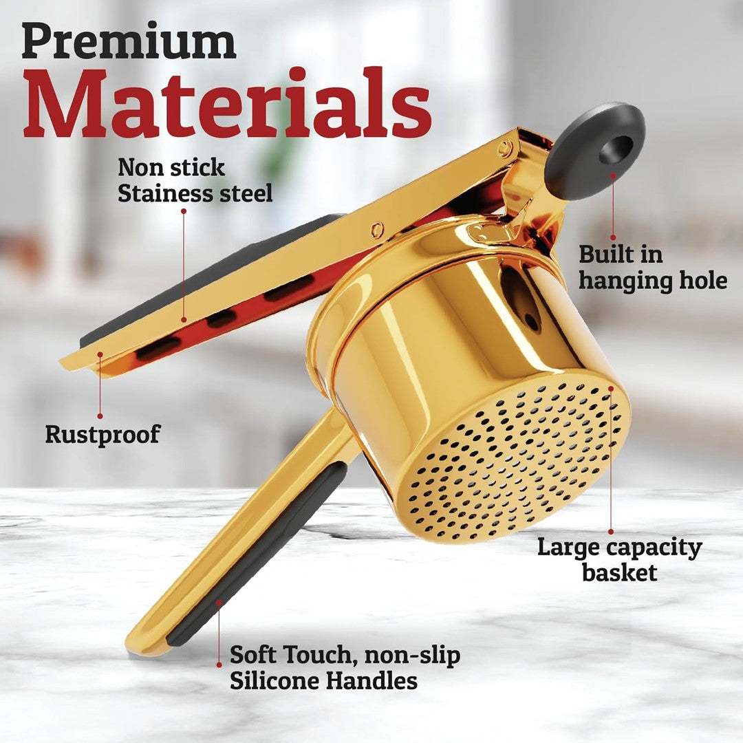 Heavy stainless steel potato ricer with discs - product photo 5