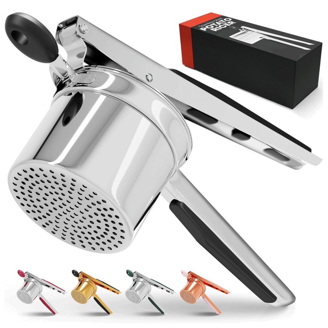 Heavy stainless steel potato ricer with discs - product photo 6
